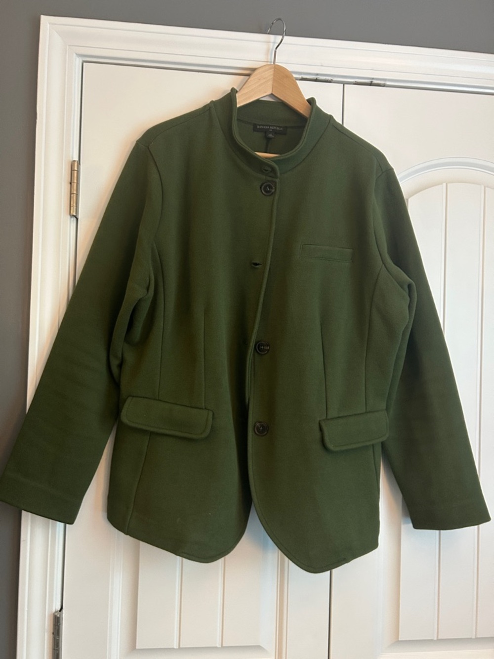 Banana Republic Olive Green Stand-Collar Button Blazer